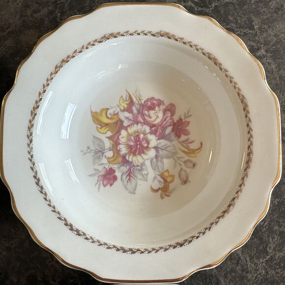 Set Of 4 W.S. George LIDO Berry Dessert Bowl USA 298A Pink Yellow Gold - Picture 3 of 10